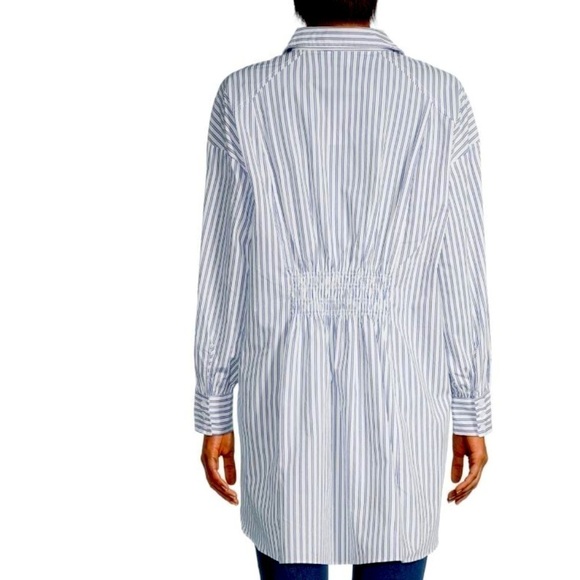 NEW Walter Baker Vivian Striped High-Low Shirt Blue and White Size Small - Picture 2 of 10
